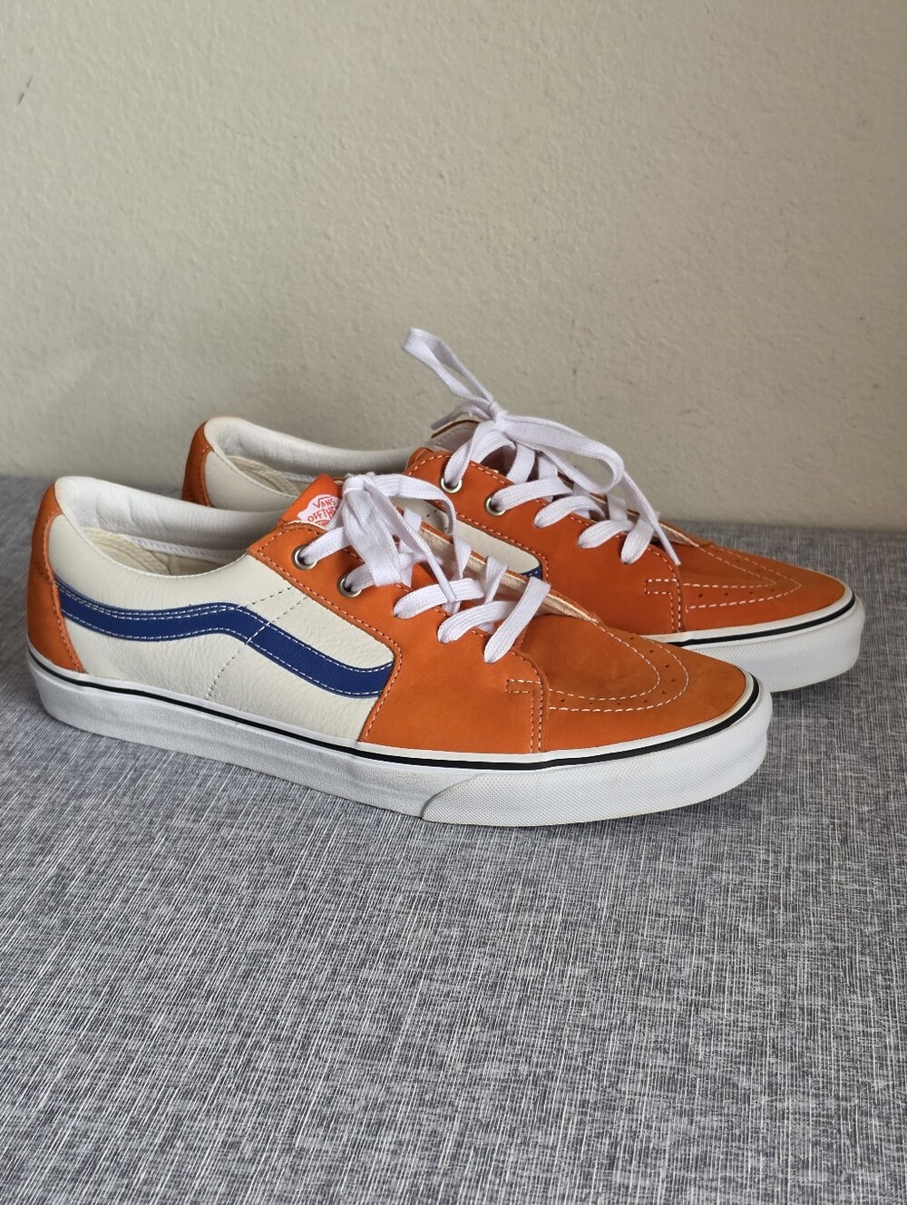 Vans Sk8 Low Leather Men's Skate Shoes  Orange Blue White Size 11.5